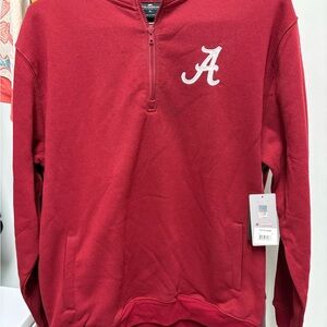 Colosseum Men's Alabama Crimson 1/4 Zip Pullover - White Logo
